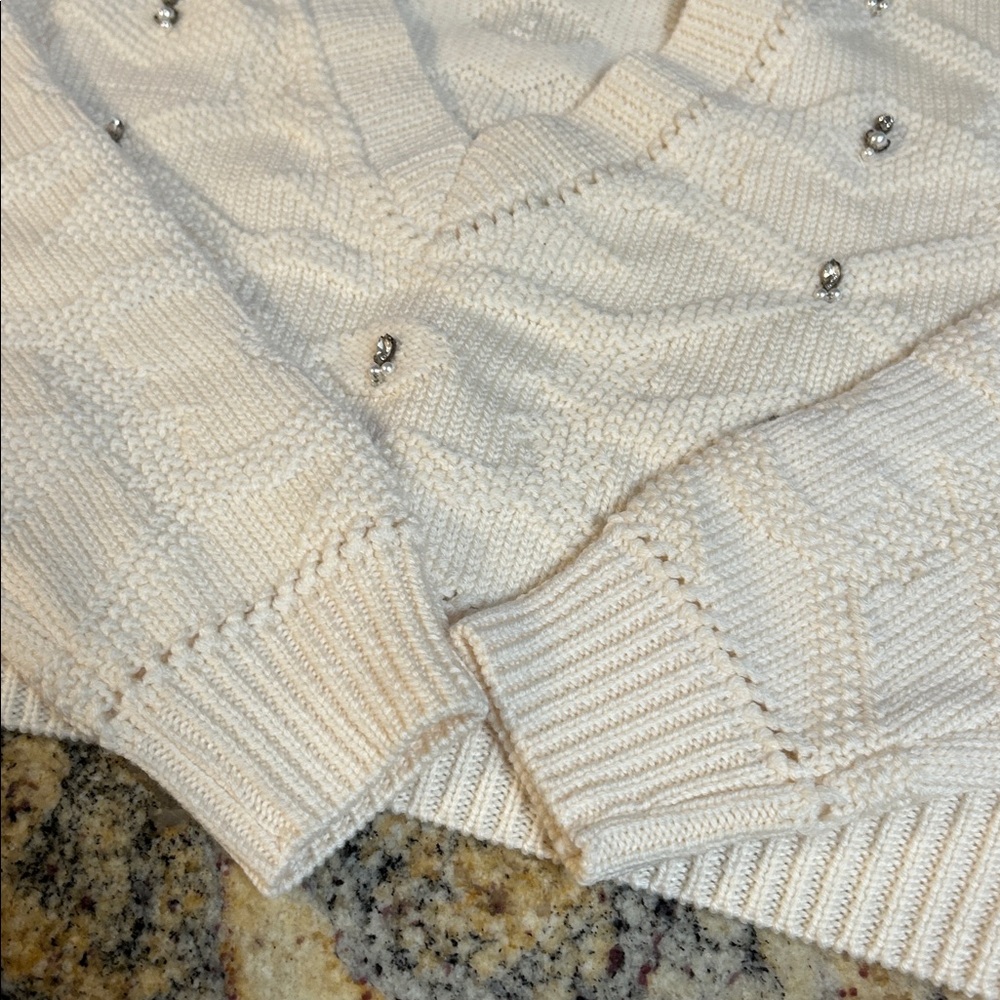 Jonathan Simkhai wool pearl rhinestone sweater - Picture 13 of 13